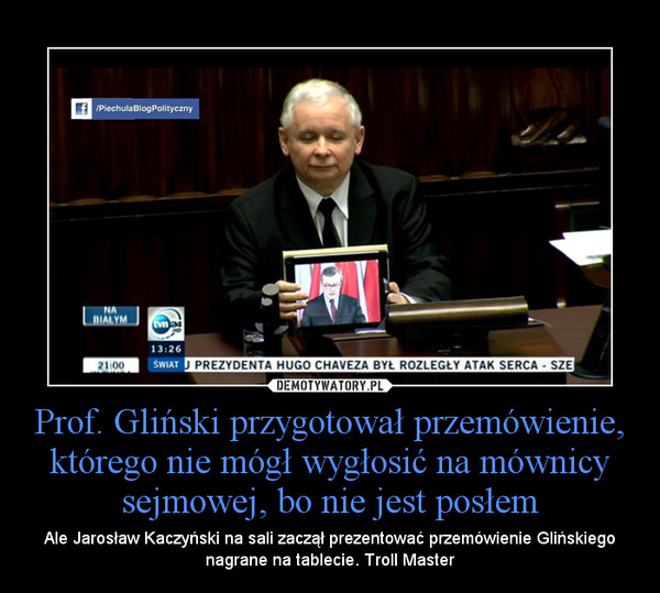 Prof. Gliński przygotował przemówienie, którego nie mógł wygłosić na mównicy sejmowej, bo nie jest posłem