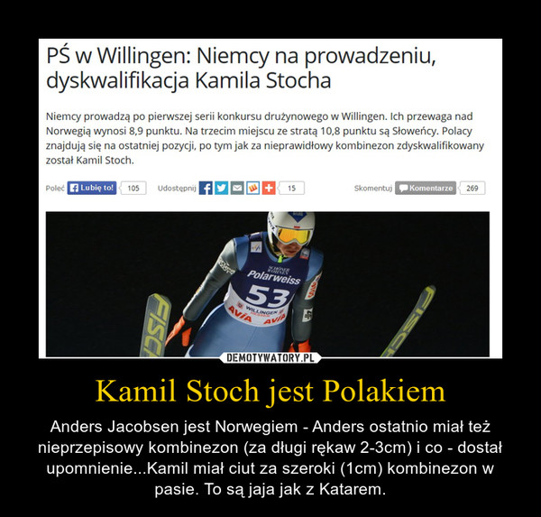 Kamil Stoch jest Polakiem