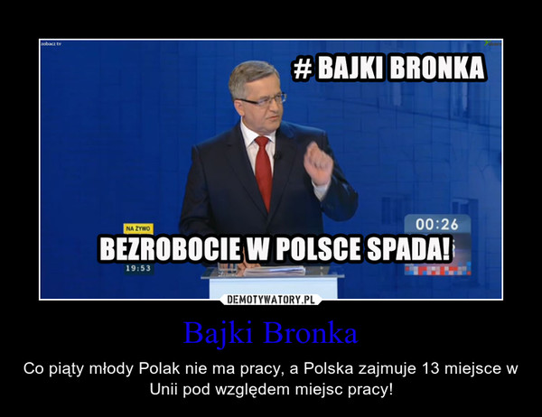 Bajki Bronka – Co piąty młody Polak nie ma pracy, a Polska zajmuje 13 miejsce w Unii pod względem miejsc pracy! 