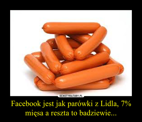 Facebook jest jak parówki z Lidla, 7% mięsa a reszta to badziewie... –  