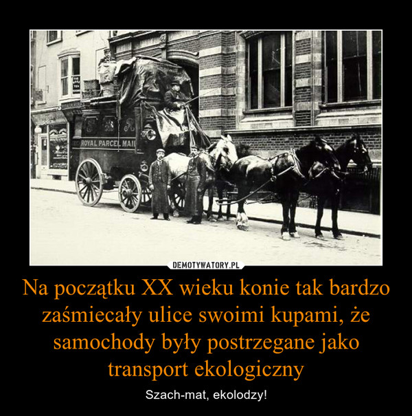 Na początku XX wieku konie tak bardzo zaśmiecały ulice swoimi kupami, że samochody były postrzegane jako transport ekologiczny