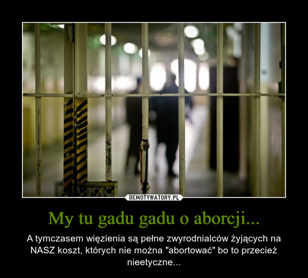 My tu gadu gadu o aborcji... – A tymczasem więzienia są pełne zwyrodnialców żyjących na NASZ koszt, których nie można "abortować" bo to przecież nieetyczne... 