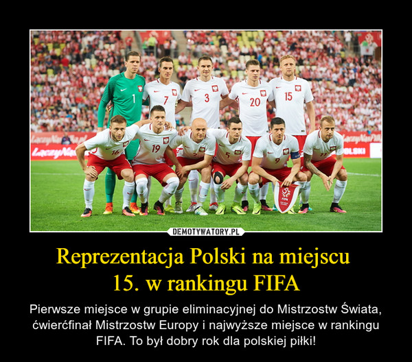 Reprezentacja Polski na miejscu 
15. w rankingu FIFA