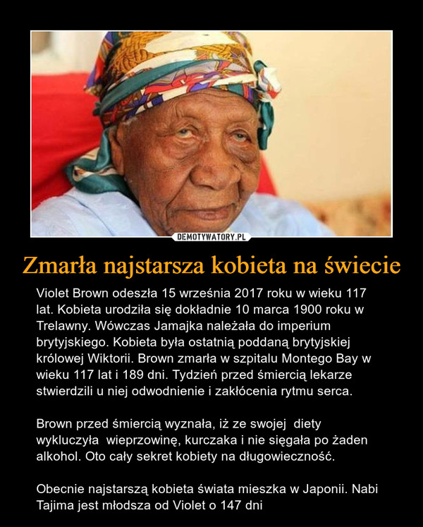 Zmarła najstarsza kobieta na świecie