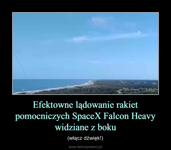 Efektowne lądowanie rakiet pomocniczych SpaceX Falcon Heavy widziane z boku – (włącz dźwięk!) 