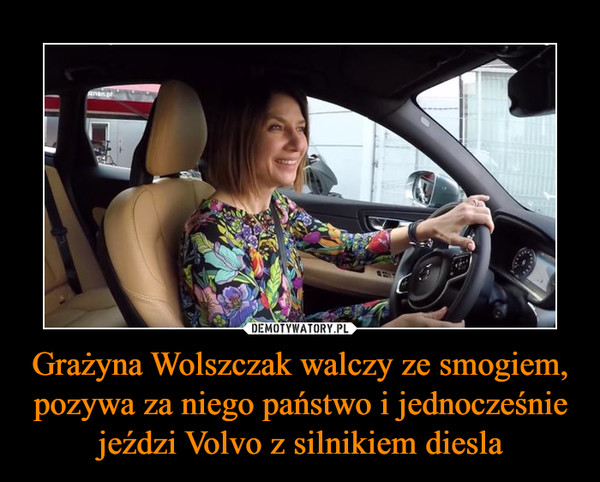 Grażyna Wolszczak walczy ze smogiem, pozywa za niego państwo i jednocześnie jeździ Volvo z silnikiem diesla