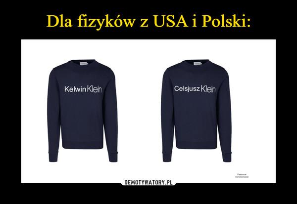  –  Dla fizyków z USA i Polski:Celsjusz KleinKelwin Klein