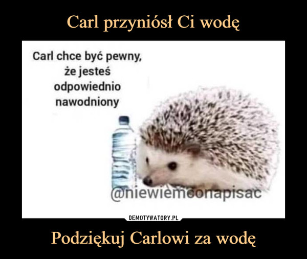 Podziękuj Carlowi za wodę –  Carl chce być pewny,że jesteśodpowiednionawodniony