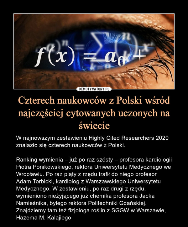 Czterech naukowców z Polski wśród najczęściej cytowanych uczonych na świecie