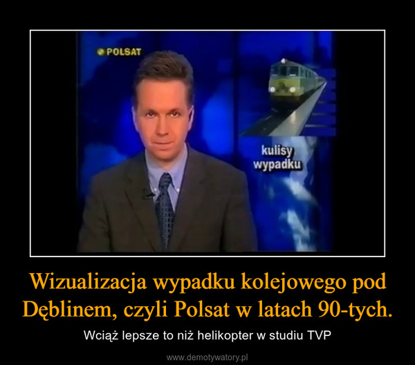 Wizualizacja wypadku kolejowego pod Dęblinem, czyli Polsat w latach 90-tych. – Wciąż lepsze to niż helikopter w studiu TVP 