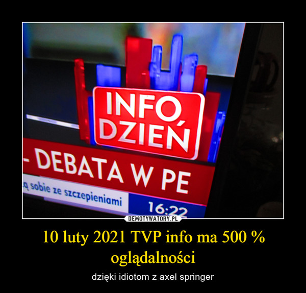 10 luty 2021 TVP info ma 500 % oglądalności – dzięki idiotom z axel springer 