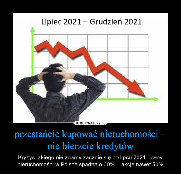 przestańcie kupować nieruchomości - nie bierzcie kredytów – Kryzys jakiego nie znamy zacznie się po lipcu 2021 - ceny nieruchomości w Polsce spadną o 30%  - akcje nawet 50% 