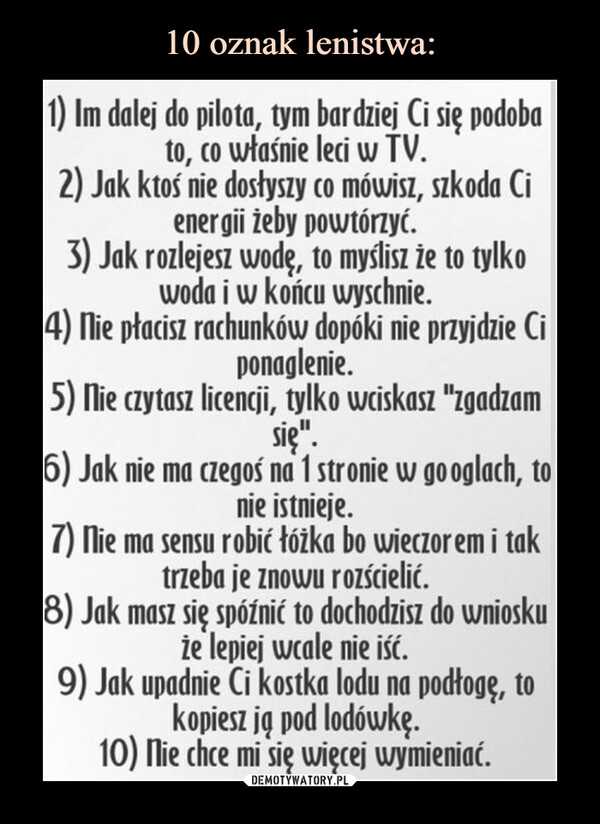 10 oznak lenistwa: