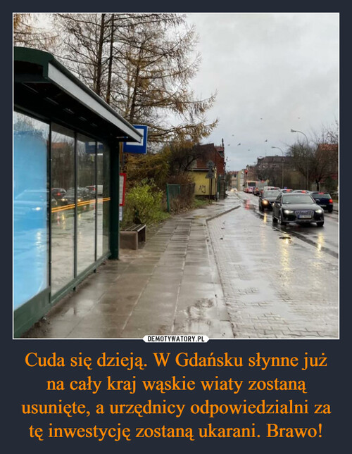 Cuda się dzieją. W Gdańsku słynne już na cały kraj wąskie wiaty zostaną usunięte, a urzędnicy odpowiedzialni za tę inwestycję zostaną ukarani. Brawo!