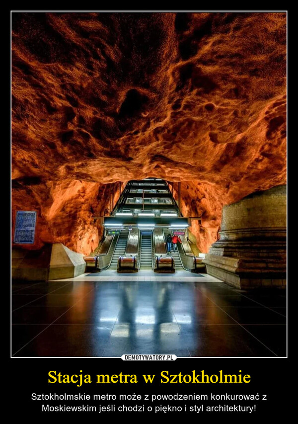 Stacja metra w Sztokholmie – Sztokholmskie metro może z powodzeniem konkurować z Moskiewskim jeśli chodzi o piękno i styl architektury! 
