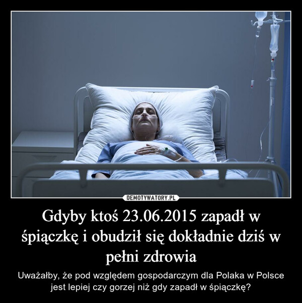 Gdyby ktoś 23.06.2015 zapadł w śpiączkę i obudził się dokładnie dziś w pełni zdrowia – Uważałby, że pod względem gospodarczym dla Polaka w Polsce jest lepiej czy gorzej niż gdy zapadł w śpiączkę? 