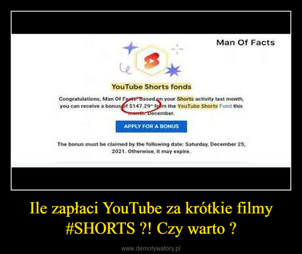 Ile zapłaci YouTube za krótkie filmy #SHORTS ?! Czy warto ? –  