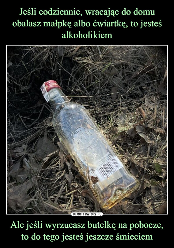 Ale jeśli wyrzucasz butelkę na pobocze, to do tego jesteś jeszcze śmieciem –  SOPLICPAKERSLAZECA ŚLIWKOWA471 006721">