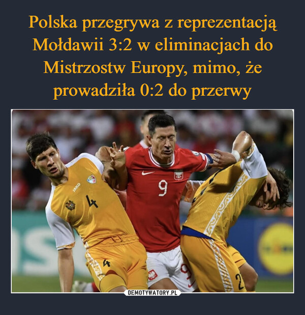 Polska przegrywa z reprezentacją Mołdawii 3:2 w eliminacjach do Mistrzostw Europy, mimo, że prowadziła 0:2 do przerwy