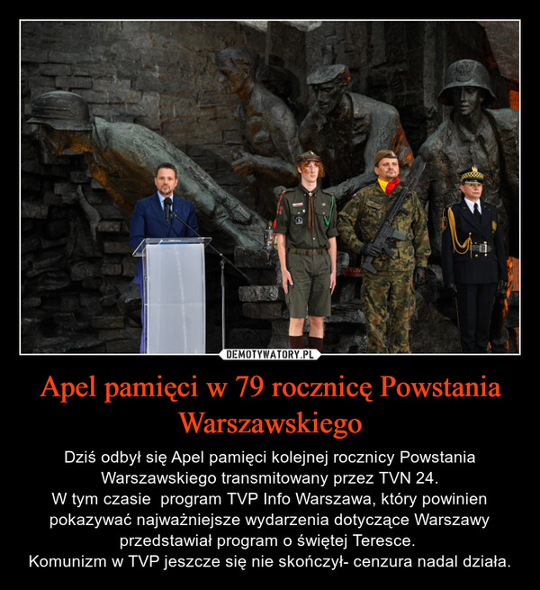Apel pamięci w 79 rocznicę Powstania Warszawskiego