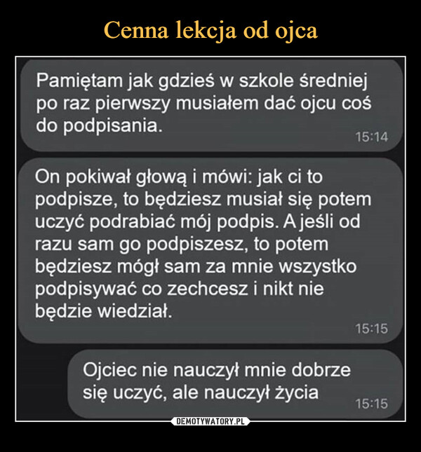 Cenna lekcja od ojca